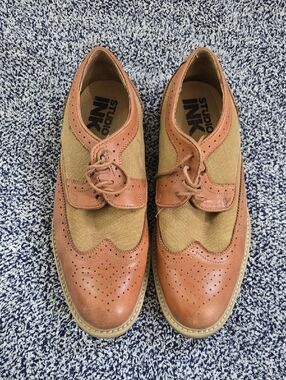 Studio INK Men's Tan & Brown Brogue Wingtip Oxfords